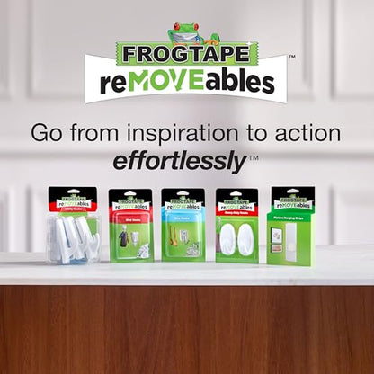 FrogTape reMOVEables Large Picture Hanging Strips - 12 Pairs - 16lbs per 4 Pairs - Damage-Free Removeable Adhesive Wall Strips Picture Hangers for Mounting Frames, Canvas, Home Décor White (24 Pieces) - size: 12 Pairs, style: Large