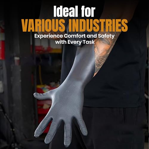 Industrial Black, 8 Mil Thick - Diamond Texture Disposable Heavy-Duty, Tear-Resistant