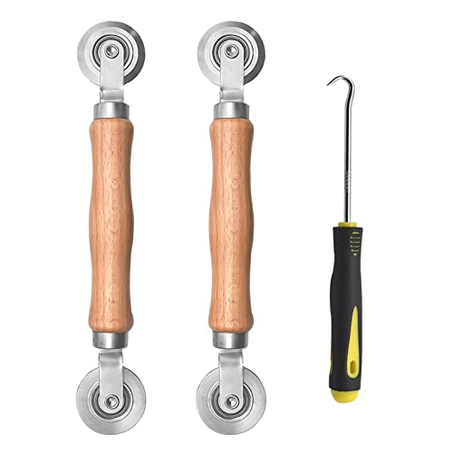 BAYTORY 3Pcs Screen Rolling Tool Kit for Installing Door Mesh Screens Window, Screen Spline Roller Tool with Wooden Handle and Steel Bearing Wheels, Durable and Easy to Use - style: Stainless Steel
