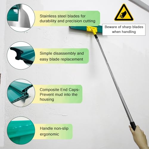 Drywall Knife Combination Set, 10-inch + 16-inch + 24-inch Three-piece Drywall Knife Set, With Extension Rod And Clip Adapter, 9-inch Putty Roller