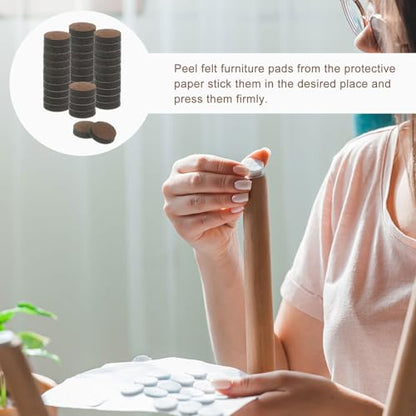 uxcell Furniture Pads, 36Pcs 0.75" - Round Self Adhesive Felt Furniture Pads, Floor Protectors for Furniture Feet Chairs Legs Hardwood Floors (Brown) - size: 0.75"