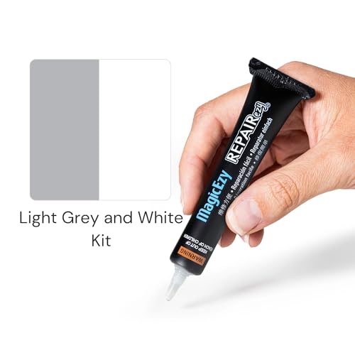 MagicEzy Tile RepairEzy (Light Gray/White Kit) - Porcelain Tile Repair Kit - Fix Cracked or Chipped Ceramic Tiles Fast - Thick Structural Repair Filler, Putty and Adhesive for Tiles - color: Light Gray / White Kit