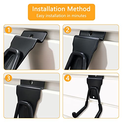 Slatwall Hooks, Slat Wall Accessories Multi Size Garage Hooks Storage Utility Hanging Hooks Wall Mount Tool Holder for Ladder Garden Tools (14 Pack, Black)