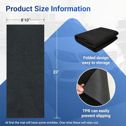 FLEXIMOUNTS 22' x 8'10" Garage Floor Mat Oil Spill Mat with Waterproof Slip-Resistant Backing, Waterproof Rubber Backing Floor Protection Shop Toolbox Containment Carpet, Absorbent, Slip-Resistant - size: 22' X 8'10" W/ Rubber Backing