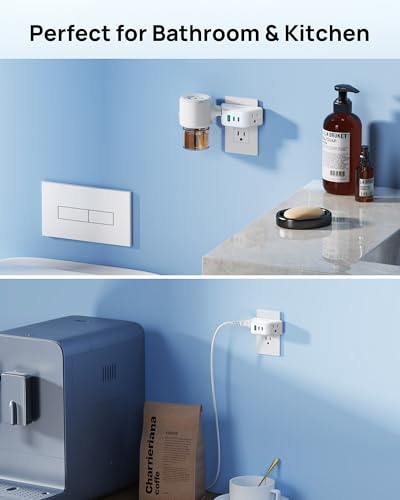 TROND Outlet Extender with USB C PD 20W, Outlet Splitter with 2 AC Sockets, 3-Side Design Wall Plug Adapter, for Home Office Cruise Travel Essentials, White - color: White, size: 2A2C1U & PD20W-3 Prong Plug,1 Pack