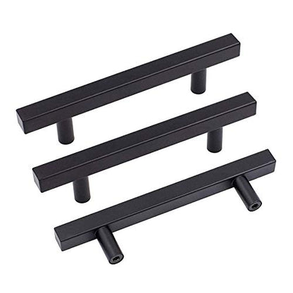 Goldenwarm 25 Pack Black Cabinet Handles 4-1/2"(115mm) Matte Black Cabinet Pulls T Bar Drawer Pulls for Kitchen Cupboard & Drawer Hardware - color: Black, size: 4-1/2 Inch Hole Center