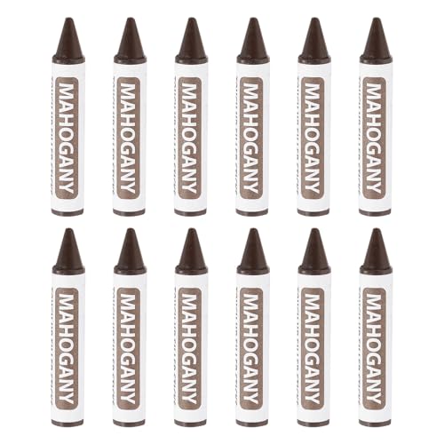 uxcell Furniture Repair Wood Markers, 12 Pcs Mahogany Touch Up Filler Sticks, Wood Wax Pen Crayons for Scratches, Wood Floors, Tables, Cabinet, Carpenters, Cover Ups - color: Mahogany