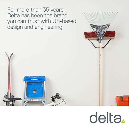 Delta Single Holder Cycle Heavy Duty Garage Utility Helps Support Brooms, Rakes & Other Large Items-Rubberized Coating Protects from Scratches-Easy Installation, 2-Hook - color: 2-hook