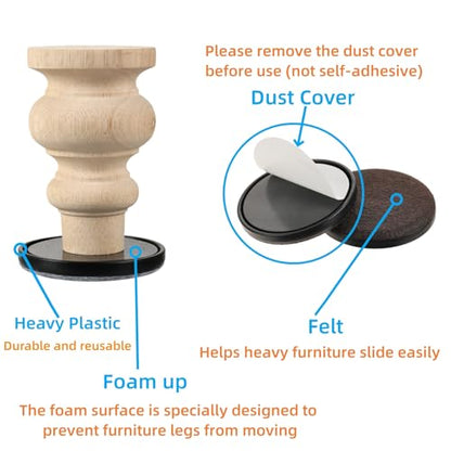 Felt Furniture Sliders for Hardwood Floors - Furnigear 4 PCS 5" Furniture Moving Pads Sliders – Heavy Duty Felt Sliders Chair Leg Floor Protectors - Move Your Furniture Easily & Safety (Brown+Black) - size: 5 inch - 4 PCS Brown