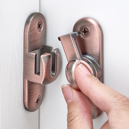 INIRET Red Bronze Barn Door Latches,90/180 Degree Gate Lock,Flip Gate Latches Hardware,Zinc Alloy Right Angle Door Lock Latch,Door Security Sliding Door Latch Lock for Cabinets,Bathroom - color: Red Bronze