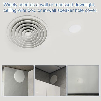 PATIKIL 3.5" Spring Ceiling Cover Plate, Recessed Light Trim Wall Mount Downlight Hole Cap Decorative Panel with Buckle Suitable for 2.7-3.1inch Round Hole Glass Ceiling Openings, White - size: 2.7-3.1"