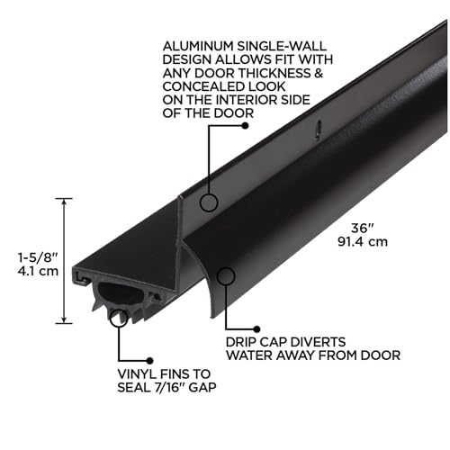 M-D Building Products 06056 36 in. Bronze Aluminum L-Shape Screw-on Under Door Seal - color: Brown