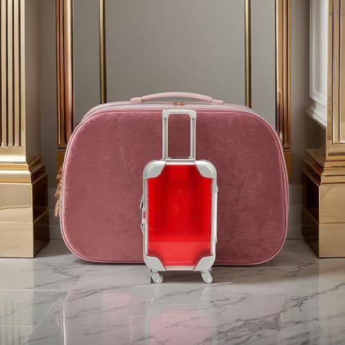 False Eyelash Storage Box, Portable Travel Organizer Mini Luggage False Eyelash Tray Makeup Tool (RED) - color: RED