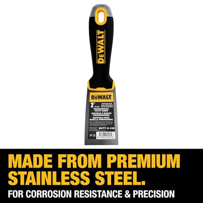 DEWALT 2" Putty Knife | Stainless Steel w/Soft Grip Handle | DXTT-2-148 - size: 2-inch