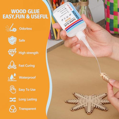 Super Glue for Woodwork with Anti Clog Cap. 6 x 1 fl oz,CA Glue - Clear Adhesive Cyanoacrylate Glue for Furniture, Garden, Crafts, DIY, Metal to Wood, Quick Dry - style: Wood-Glue