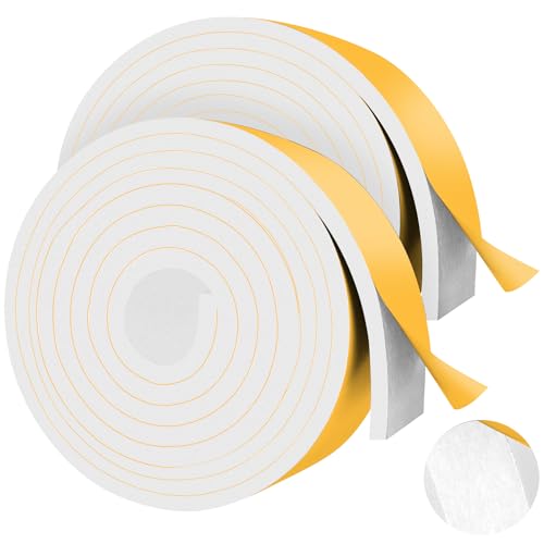 13Ft Foam Tapes Self Adhesive Foam Seal Strips 2In x 1/4In x 6.5Ft Each Roll Weatherstrips High Resilience Weather Stripping Door Seals for Door Soundproofing, Window Insulation (2R, White) - color: White, size: 2"W x 1/4"T x 13'L