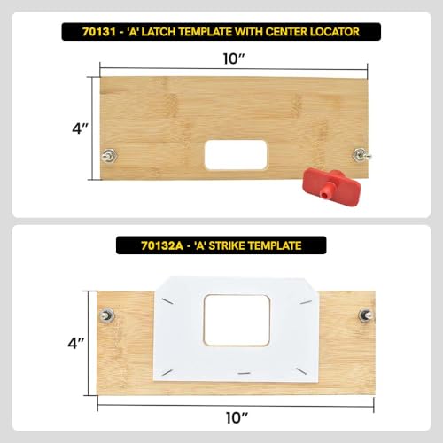 Big Horn 70156 'A' Latch & Strike Template Kit – Bamboo Router Jig for Door Latch and Strike Plate Installation, 1" × 2-1/4" Finish Size