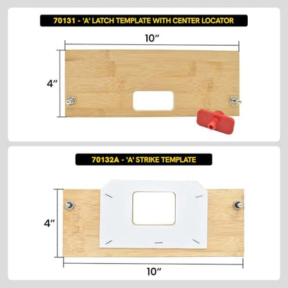Big Horn 70156 'A' Latch & Strike Template Kit – Bamboo Router Jig for Door Latch and Strike Plate Installation, 1" × 2-1/4" Finish Size