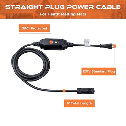HEATIT 8Ft Power Cable with Straight Plug, 120V, 8' Extension Cord