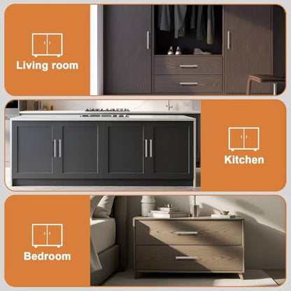 Probrico 5 Pack Hole Centers (96mm) 3.75inch Polished Chrome Kitchen Cabinet Handles Stainless Steel Polished Chrome Cabinet Pulls Round T Bar Pull Handle for Cabinets and Drawers Total Length 6inch - color: Polished Chrome, size: Hole Centers: 3-3/4"