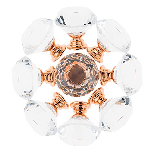 YourGift 6 Pack Drawer Knobs Diamond Shaped Crystal Glass 30mm Cabinet Knobs Pull Handles (30mm, 6 Pack, Rose Gold) - color: Rose Gold, size: 30 mm, 6 Pack