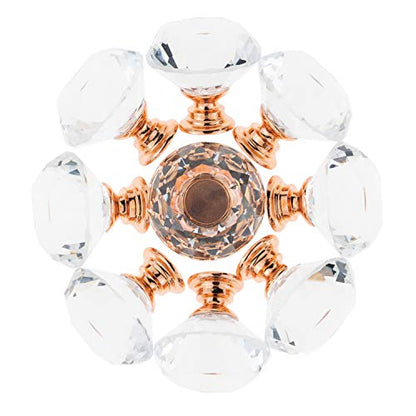YourGift 6 Pack Drawer Knobs Diamond Shaped Crystal Glass 30mm Cabinet Knobs Pull Handles (30mm, 6 Pack, Rose Gold) - color: Rose Gold, size: 30 mm, 6 Pack