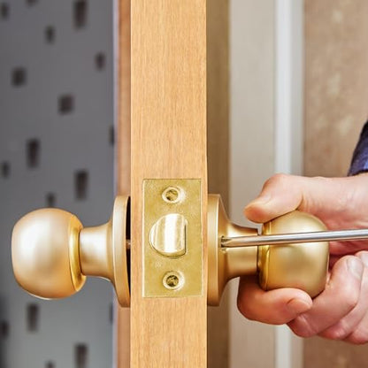Prime-Line E 2281 Passage Door Latch, 9/32 In. and 1/4 In. Square Drive, Steel, Brass Finish (Single Pack) - color: Brass, size: 1 Count (Pack of 1)