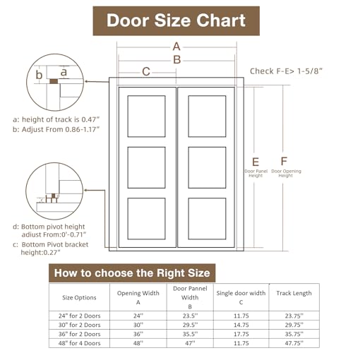 Bifold Door Hardware Kit, 48-Inch Bi-fold Closet Door Track Kit Bifold Closet Door Hardware Kit Folding Door Hardware Repair Replacement Tool Kit - size: 48 Inch Track