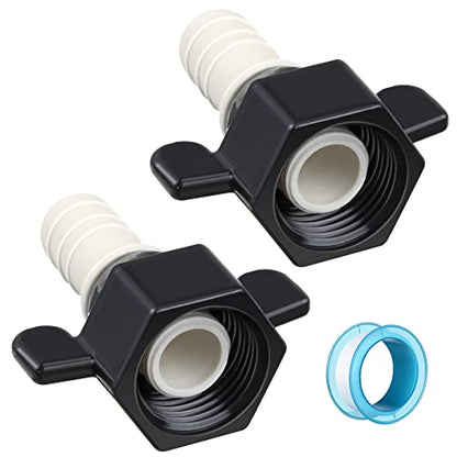 Dreyoo 1/2 Inch x 14 NPT Barb Elbow and Straight Swivel Adapter RV Water Pump Fittings with Thread Seal Tape, Female Threaded Pex for Strainer (Straight) (Dreyoo-Fittings-2354)