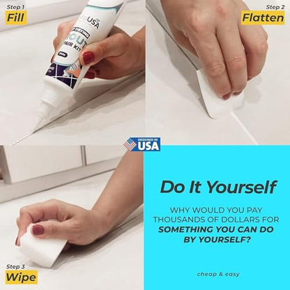 PentaUSA Tile Grout Repair Kit - White Premixed Acrylic Sanded Grout Filler for Bathroom, Shower, and Kitchen, Water-Resistant Tube with Applicator, Fills Cracks and Gaps, Fast Drying (8.8oz / 250g) - style: Indoors