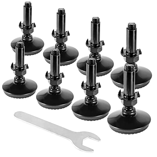 Zernmiarder M10 Adjustable Leveling Feet with 4-Pronged T Nut, Rubber Leg Levelers Heavy Duty Furniture Levelers with 2" Thread Length for Cabinet Table Chair Raiser - Black, 8Pcs - color: Black, size: M10 x 50mm