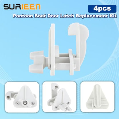 Pontoon Boat Door Latch Replacement Kit, Universal Pontoon Boat Gate Latches Replacement for Square Frames 1-1.25 Inch, Fits Left- or Right-Hinge Gate, Includes Hardware