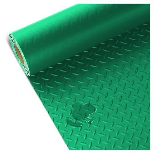 Industrial PVC Flooring Pad Roll with Diamond Grip, 4FT×9.8FT Non-Slip Heavy Duty Parking Mat, Waterproof Aug for Garage Shelves Workbenches & More,Green - color: Green