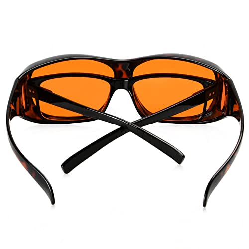 Eyekepper 100% Blue Light Reduction,Huge Fitover Anti-Blue Blocking Computer Eyeglasses with Extra Amber Lenses, Tortoise - color: 1806-tortoise-100% Blue Light Blocking