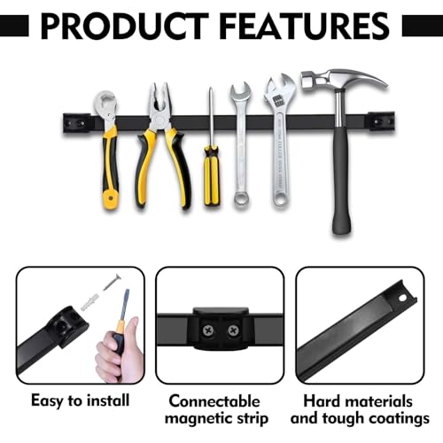 16" Magnetic Tool Holder, 10 Packs Magnetic Storage Strips Magnet Bar PVC Coated for Garage Tool Organizer Mounted Hanging Strip,Heavy Duty of Holder Easy to Install - style: 16IN-10 PACK