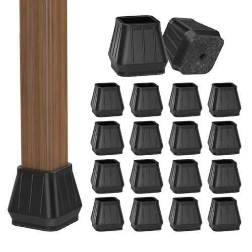 24PCS Square Chair Leg Floor Protectors for Hardwood Floors, Thicken Rubber Chair Leg Cap Covers, Non Slip Furniture Leg Pads to Protect Wood Tile Floors from Scratches and Reduce Noise - color: Black, size: Square S(Fit:0.79''-1.18'')