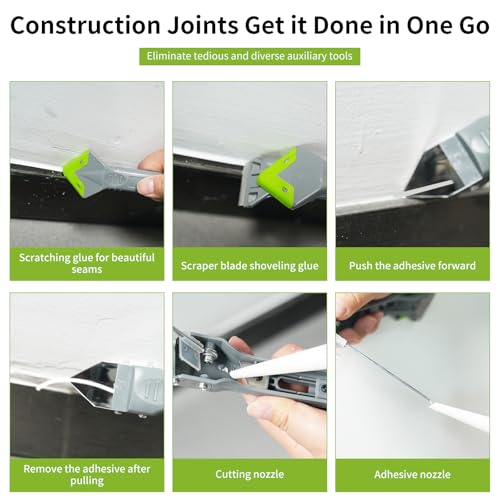 Caulking Tools, 5 in 1 Silicone Caulking Tool Kit, Sealant Finishing Tool, Sealant Finishing Tool & Grout Removal Tool with Adhesive Residue Scraper for Kitchen Bathroom Window, Sink Joint