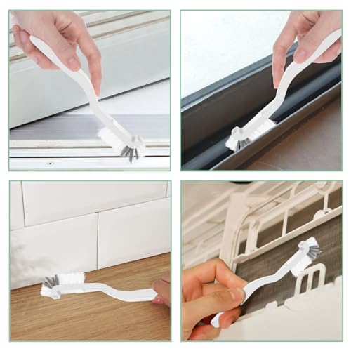 Gjinxi 2Pcs Small Scrub Brushes, Kitchen Scrub Brush with Handle, Right Angle Cleaning Brush, Stiff Bristle Brush for Clean Dish Sink Bathroom Window Track Household Edge Corner Crevice Tile Floor