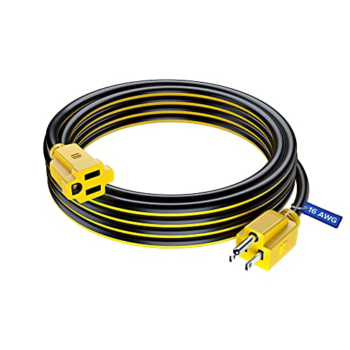Maximm 15 Ft Black and Yellow Extension Cord, Heavy Duty 16 AWG, ETL Listed for Workshop & Outdoor Use - color: Black and Yellow, size: 15 Feet