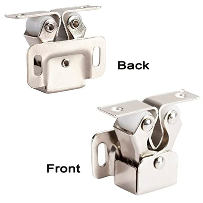 Keenkee 4 PCS Cabinet Latch Double Roller Catch Hardware for Cupboard Closet Cabinet Door Latches and Catches, Nickel - color: Nickel 4ps
