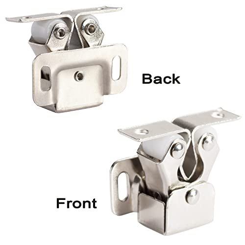 Keenkee 8 PCS Cabinet Latch Double Roller Catch Hardware for Cupboard Closet Cabinet Door Latches and Catches, Nickel - color: Nickel 8ps