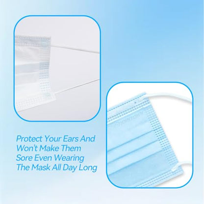 Jointown Disposable Face Mask - 3 Ply Protection Face Masks, 50 Pack Blue - color: Blue