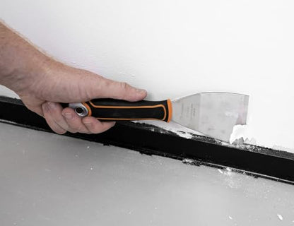 ROLLINGDOG 3 Inch Stainless Steel Paint Scraper - Bent Blade Putty Knife & Chisel Scraper for Wallpaper Removal, Floor Stripping, Carpet Trim – Ergonomic Handle with Hammer Cap - color: 3" Bent Scraper