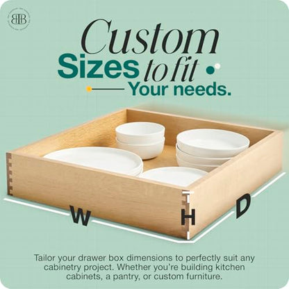 B&B HARDWARE Drawer Organizer – Customizable Pull-Out Storage for Pantry Cabinets – Drawer in UV-Lacquered Birch or Particleboard with Vinyl Wrap -
