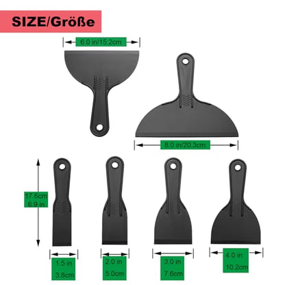 6 Pack Putty Knife, Flexible Plastic Paint Scraper Tool for Spackling,Putty Knife Set, Spreader, Spackle Tool, Plastic Putty Knife Scraper, Scraper Tool, Putty Scraper