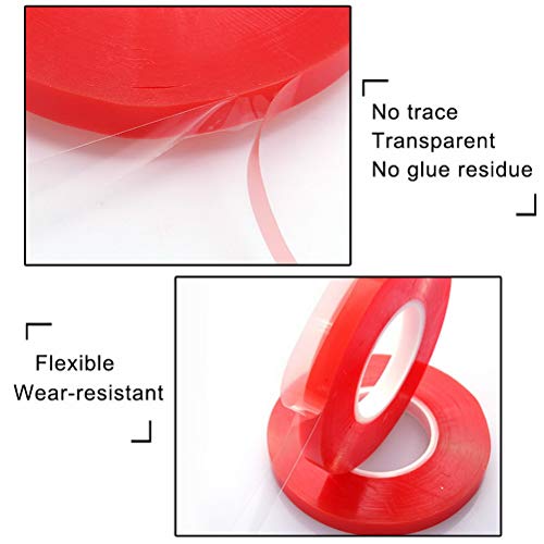 Pimoys 2mm / 3mm x 25m Double Sided Phone Adhesive Tape, 2 Rolls Heat Resistant High Adhesion Transparent Acrylic Tape, LCD Screen Sticker for Cell Phone Touch Screen Repair - size: 2mm / 3mm