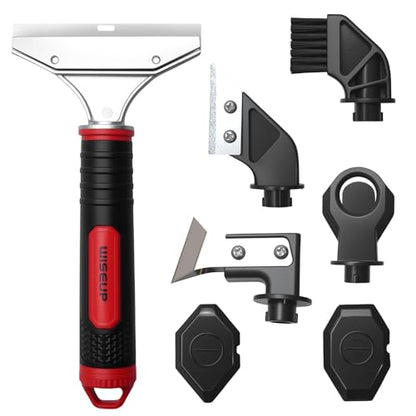 WISEUP Caulking Tool，6 in 1 Caulk Remover Tool with Grout Scraper，Brush，Caulking Tool Kit for Kitchen,Bathroom,Window,Door