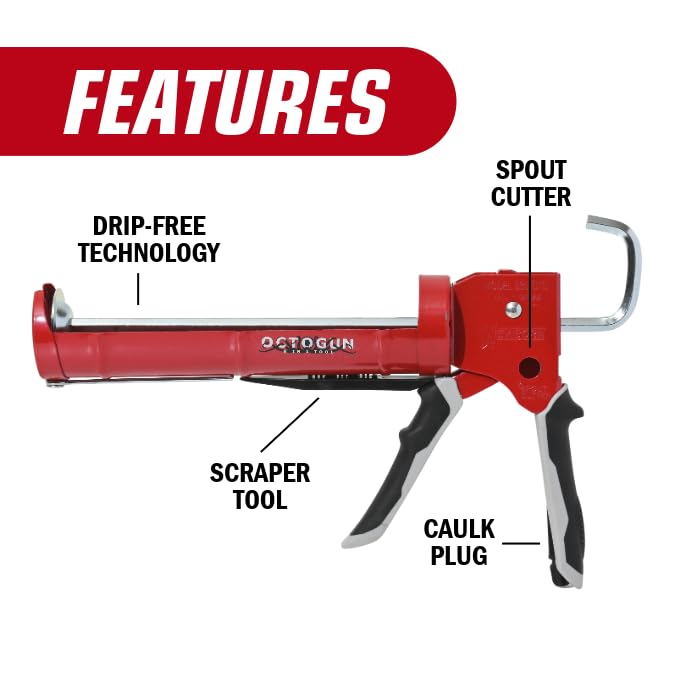 Newborn 930-GTD Drip-Free Smooth Hex Rod Cradle Caulking Gun with Gator Trigger Comfort Grip, 1/10 Gallon Cartridge, 10:1 Thrust Ratio - style: Gun