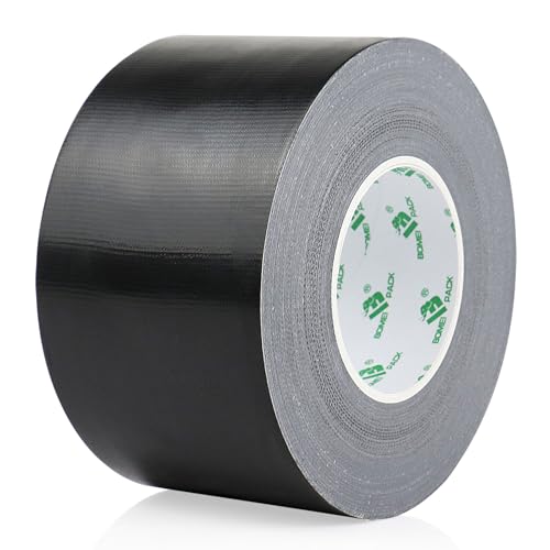 BOMEI PACK Black Sticky Duct Tape Heavy Duty Strong Industrial Color Duct Tape 3.6inch x 72yds for Packing and Repairing 1Pack - color: Black