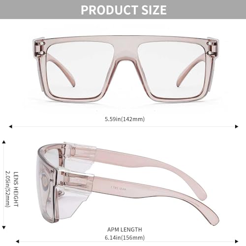 ANSI Z87 Safety Glasses, Photochromic UV400 Blue Light Blocking, Impact Resistant Work Glasses for Construction - color: Clear Champagne
